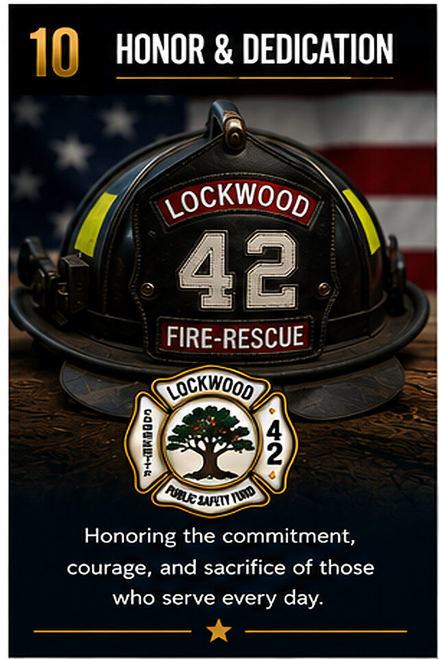 A Lockwood 42 helmet before the flag